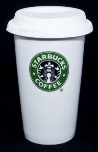 Starbucks Tall Mermaid Logo Travel Coffee Mug Cup with Rubber Lid 2010